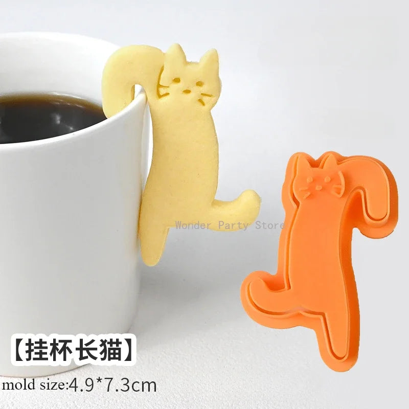 biscuits animaux dessin animé emporte pièces créatifs chats cerfs écureuils marron vert jaune