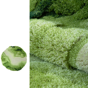 tapis rond laine verte moderne doux texture pelucheuse motif ondulé 100cm 130cm 150cm
