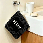 serviette toilette vert motif floral moderne crochets salle bain cuisine 25x30cm