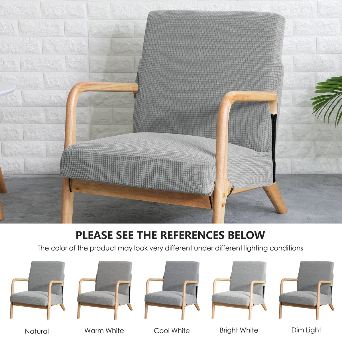 housses fauteuil moderne gris carreaux stretch résistante eau fermeture éclair décoration maison simple