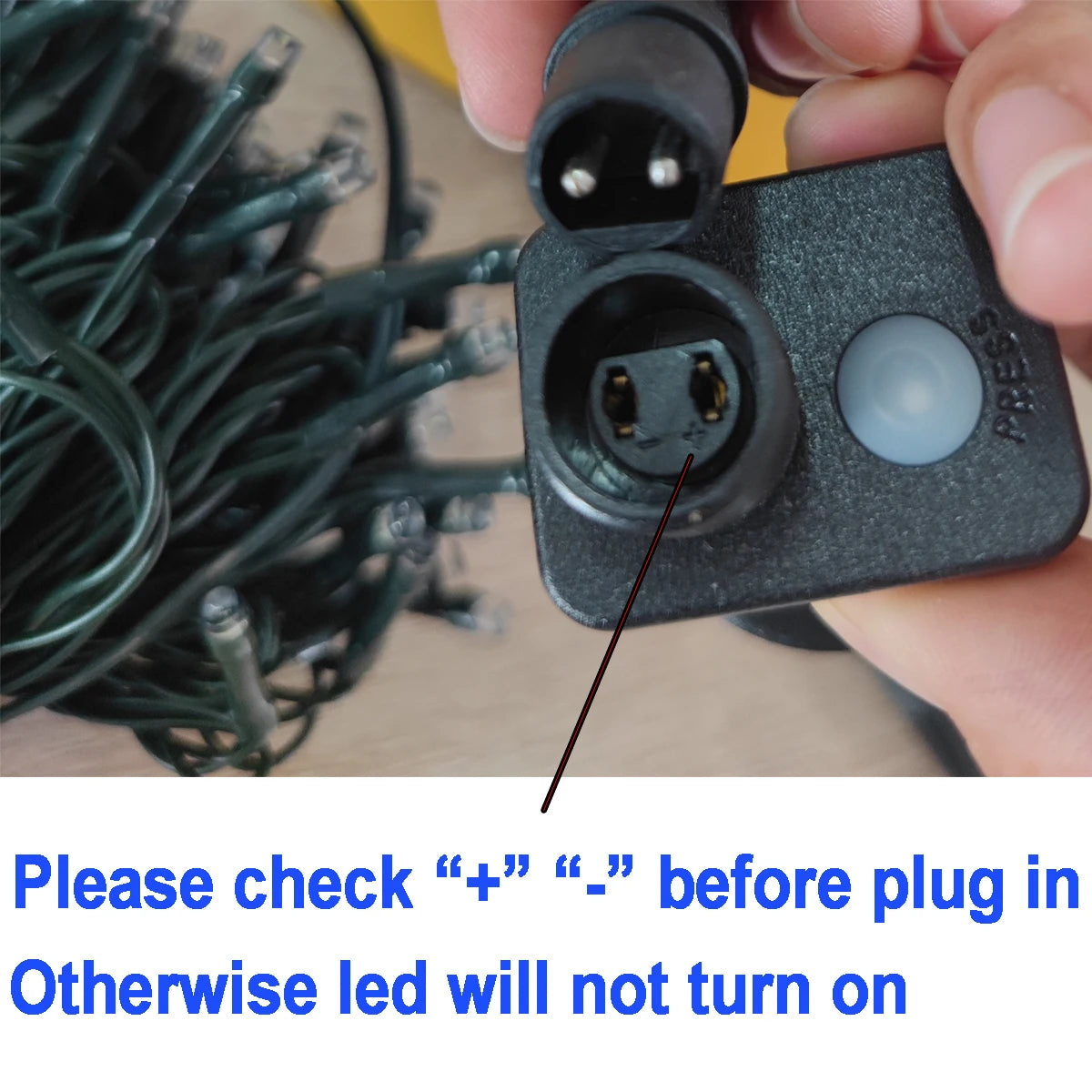 Détail des LED super lumineuses sur la guirlande en mode fixe