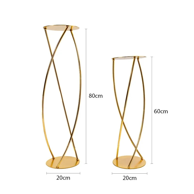 support floral métal or structure géométrique moderne 80cm 60cm decoration table fleurs artificielles