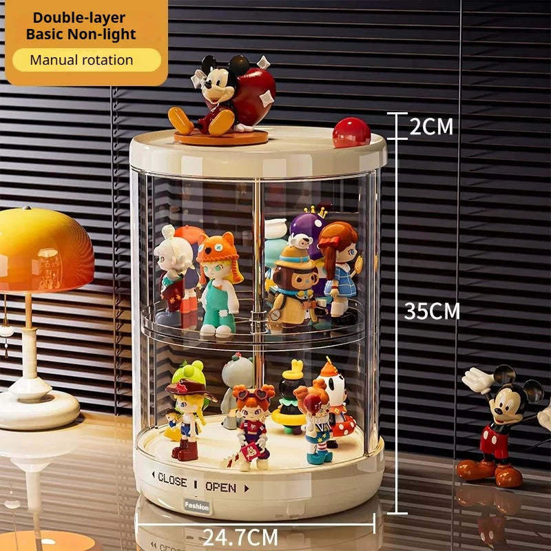 présentoir rotatif blanc figurines transparent boîte rangement moderne niveaux lisses anti poussière trưng bày