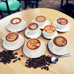 tasses blancs motifs latte art cœur feuille moderne soucoupe anniversaireDecoration deco patisserie