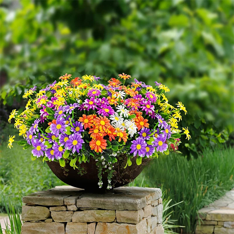 bouquet fleurs artificielles violet blanc jaune orange decoration maison moderne minimalisteintérieur 33cm