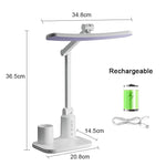 lampe rechargeable led moderne blanc mat porte crayons interrupteur tactile support smartphone