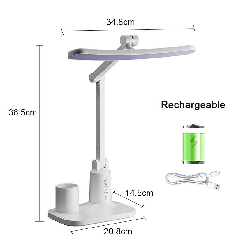 lampe rechargeable led moderne blanc mat porte crayons interrupteur tactile support smartphone