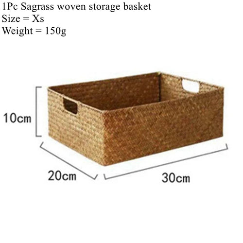paniers tissés marron clair rustiques boho chic poignées intégrées rangement multifonctionnel écologique