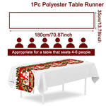 table noël polyester motifs noël père noël renne flocons or rouge blanc hiver traditionnelle