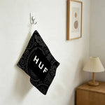 serviette toilette vert motif floral moderne crochets salle bain cuisine 25x30cm