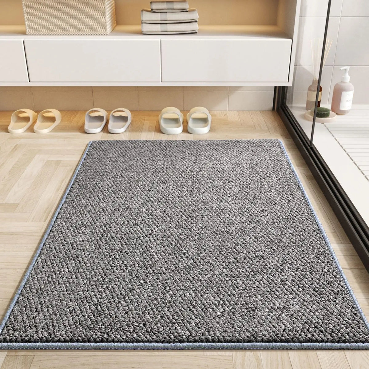 tapis résistant taches absorbant moderne beige gris 80x120cm entrée salon chambre decoration adhésif