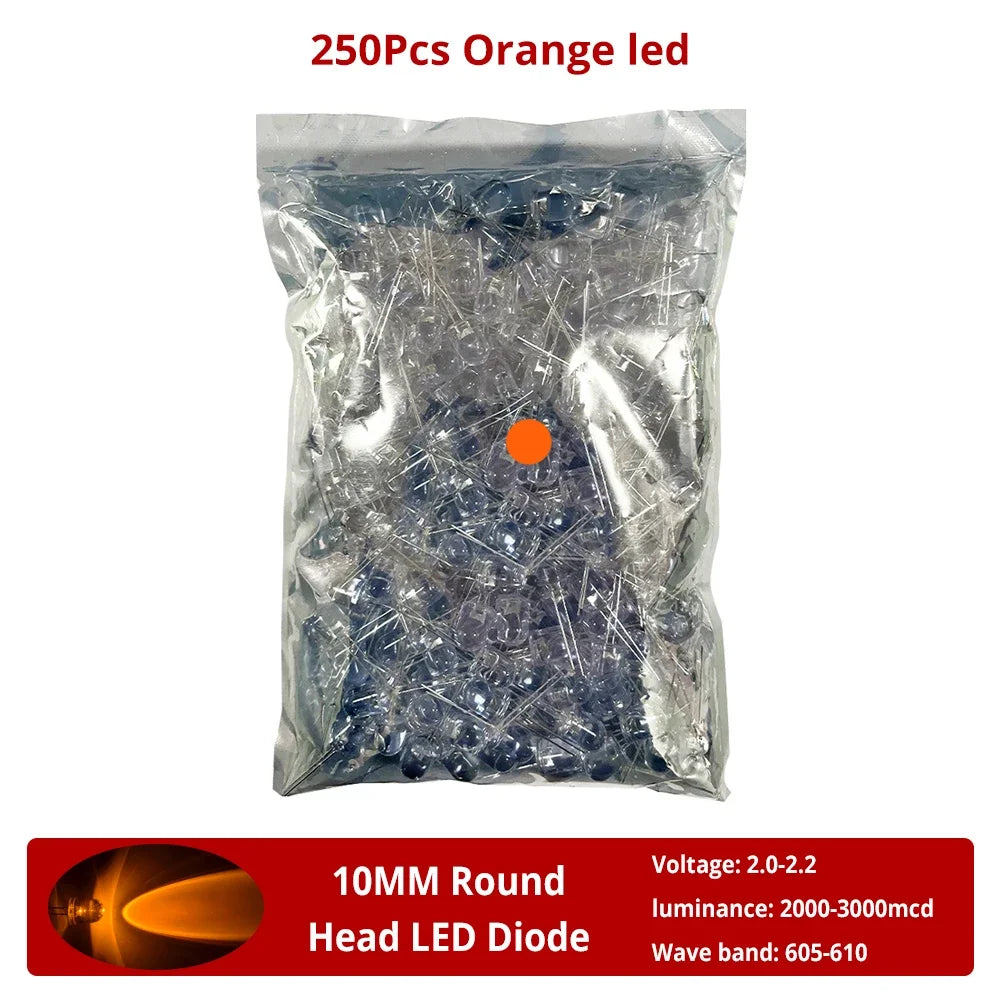 Diodes led bleu vert rouge jaune blanc rose violet orange 10mm ultra lumineuses modernes