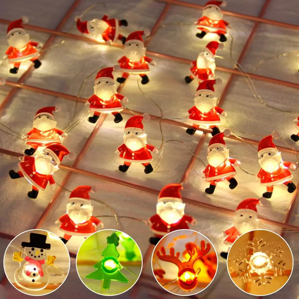 guirlande lumineuse noel personnage pere noel bonhomme neige renne jaune rouge ornement decoration festive
