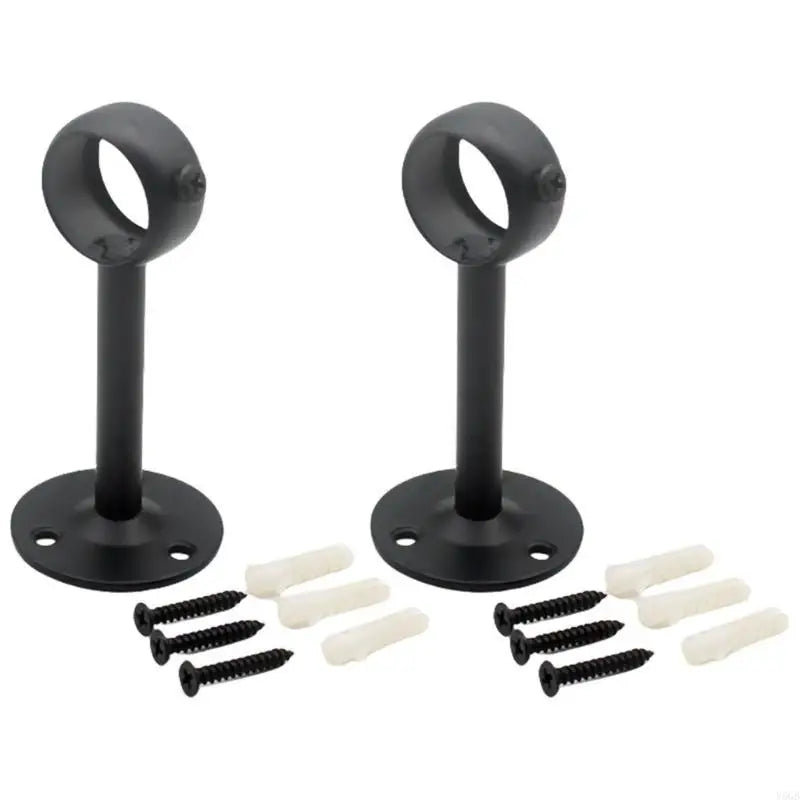 support rideau moderne vis fixations plaques noir argenté coton maille tissu