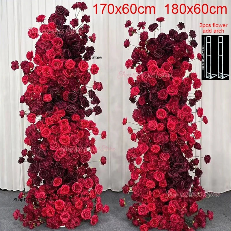 arche decorative fleurs artificielles rouge bordeaux decoration maison event anniversaire mariageintérieur classic