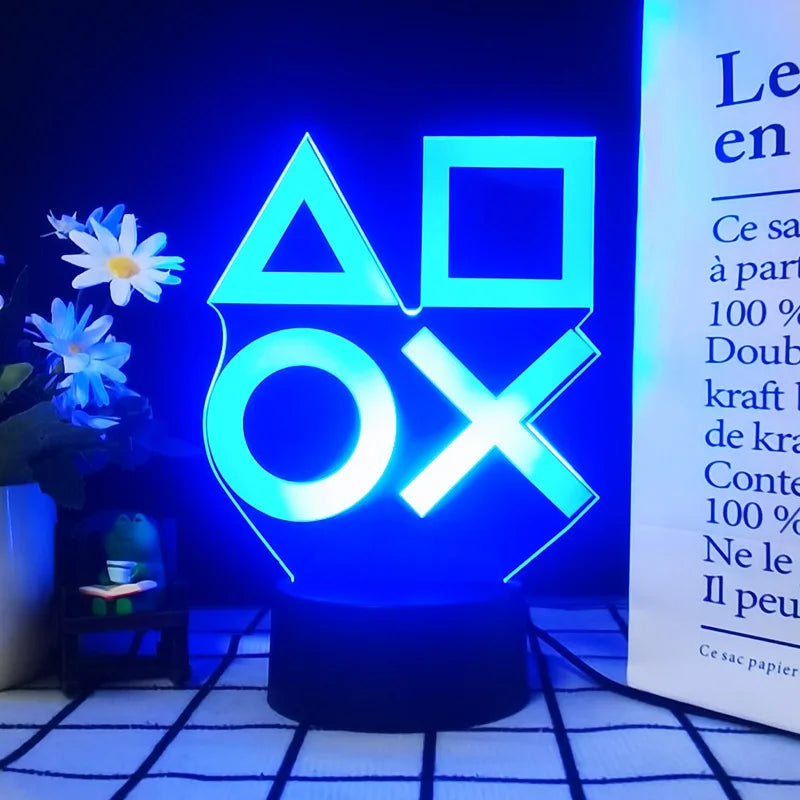 lampe led 3d manette jeu bleu vert violet jaune télécommande moderne