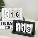calendrier minimaliste moderne chiffres mobiles blanc noir gris clair occasion noël anniversaire mariage