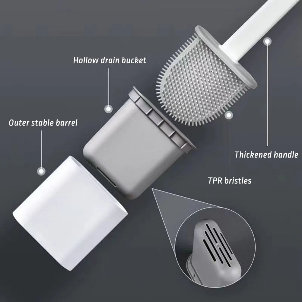 brosse wc silicone noir blanc rose moderne adhésif poils tpr poignée épaisse stand drainant