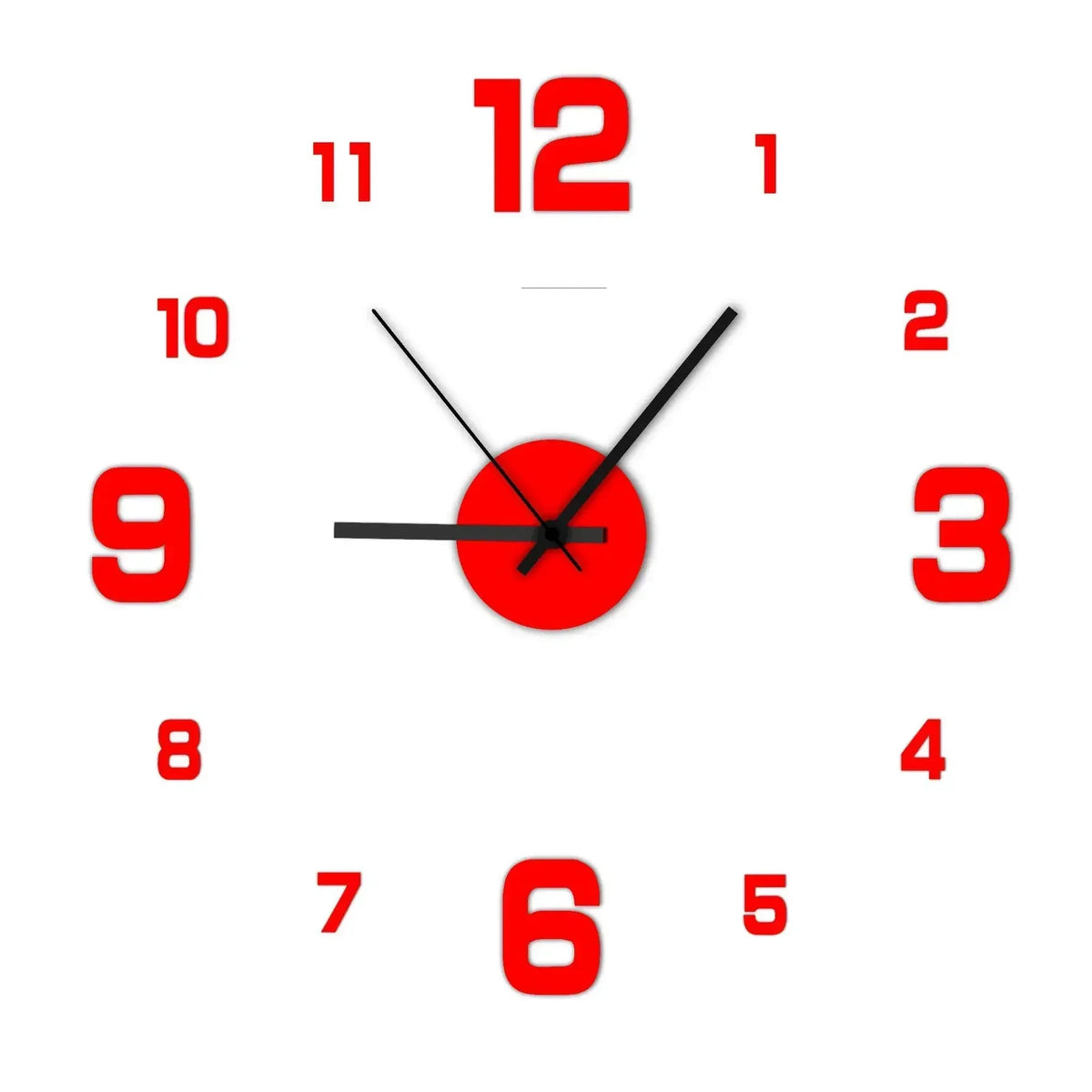 horloge murale moderne aiguille minimaliste noir blanc doré rouge chambre salon decoration