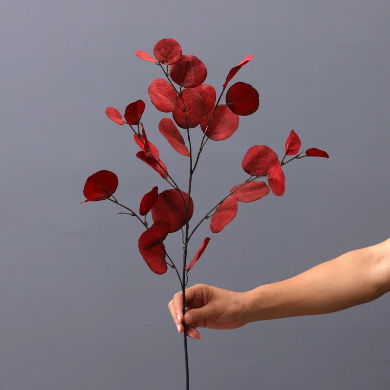 décoration intérieure branche artificielle feuilles ovales multicolore naturelle extérieur automne verte rose bleue orangée