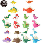 supports cupcakes dinosaures feuilles vert gris anniversaire jungle enfant thème jurassique festive occasionnels