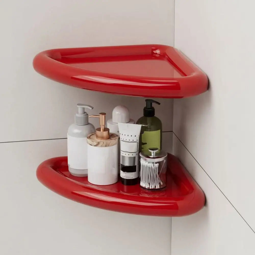 étagère salle bain rouge jaune moderne clips adhésifs pliable rangement angle