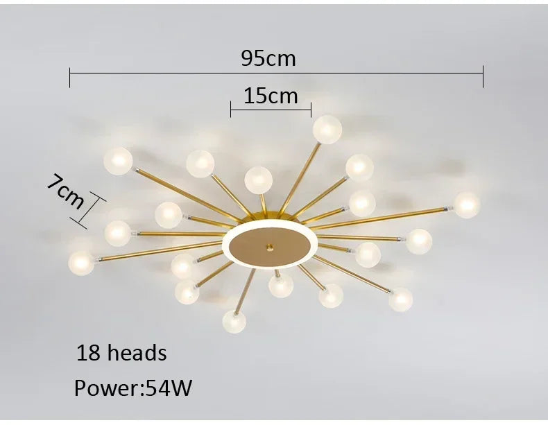 lampe suspension moderne or blanc sphères translucides scandinave structure métallique led éclairage intérieur