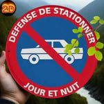 panneau signalisation interdiction stationner métal rond rouge blanc garage décoration murale extérieur voiture interdit