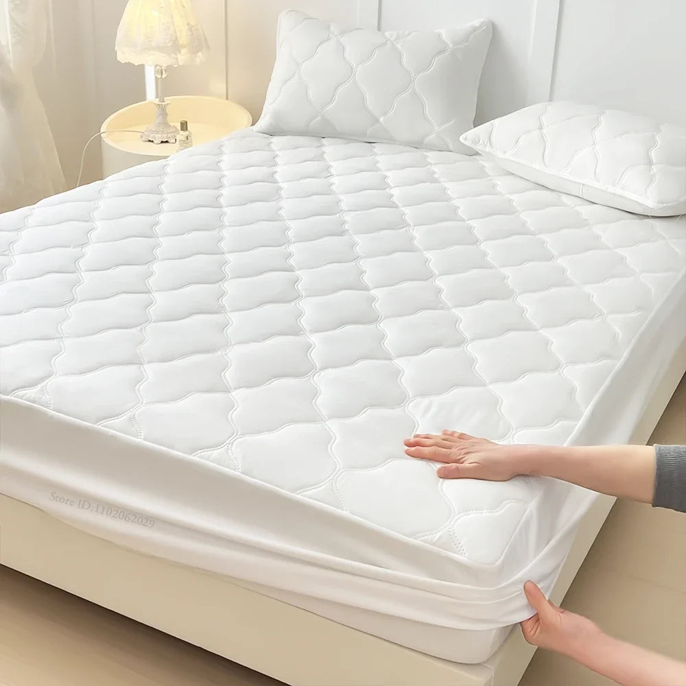 protège matelas imperméable quilté motif géométrique taies d'oreiller lit simple double