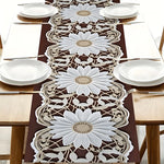 nappe décorative motif tournesols floral marron foncé beige blanc table mariage fête