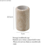 ensemble salle bain pierre naturelle moderne distributeur savon porte brosse dents plateau carré minimaliste