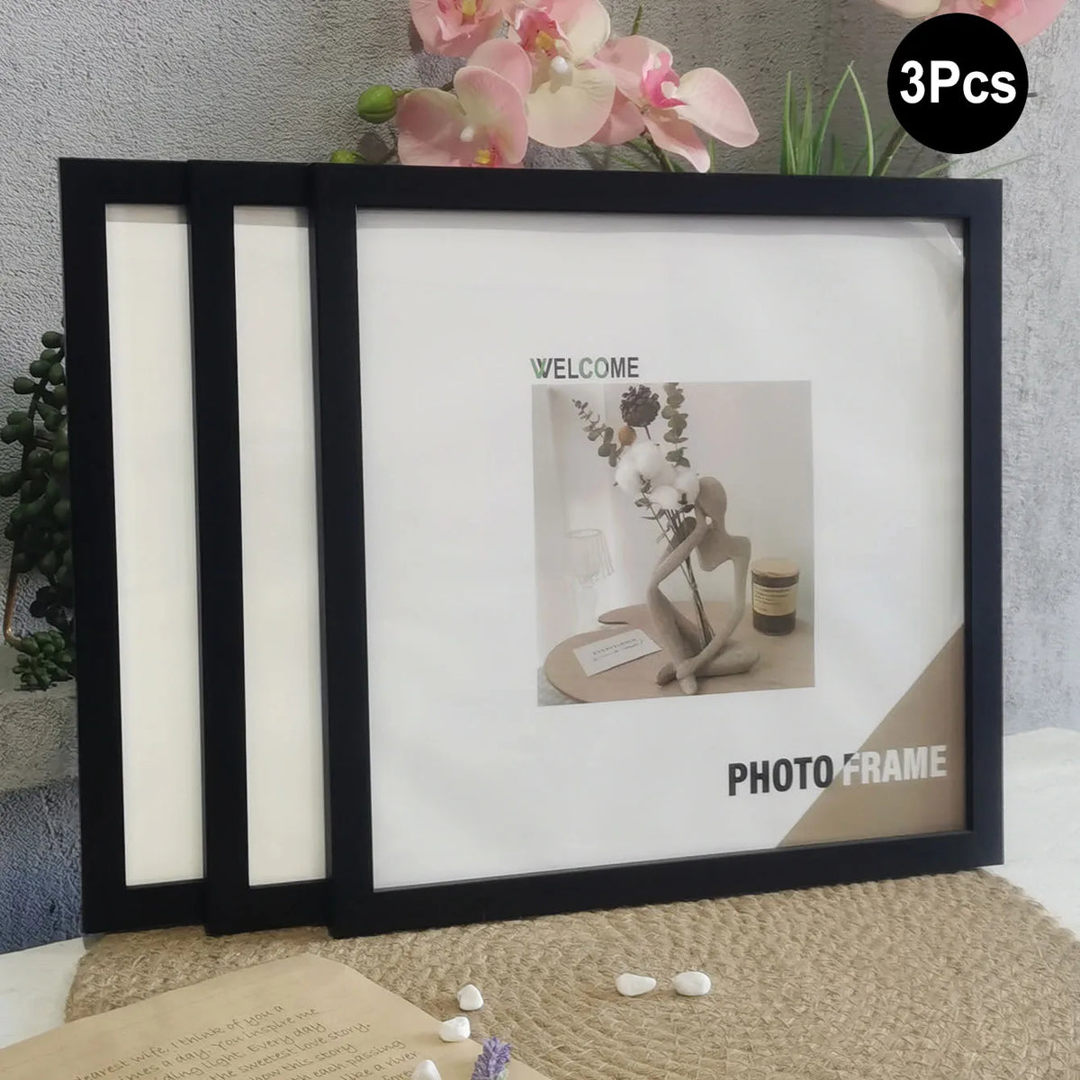 cadres photo modernes noir blanc bois 15x15cm 20x20cm 25x25cm 30x30cm mur