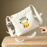 sac bandoulière toile blanc pikachu anime ours peluche grande capacité sac main