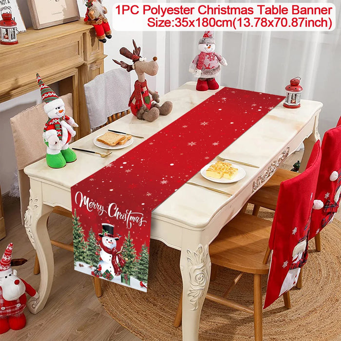 chimene table noel motif arbre flocon bonhomme renne guirlande rouge blanc noir traditionnel