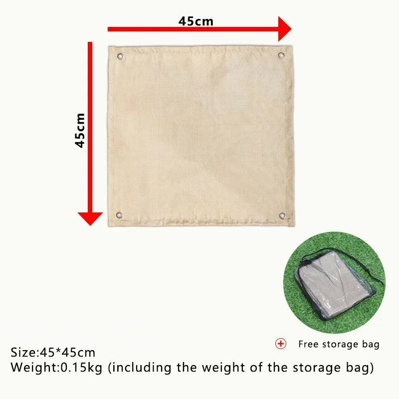 tapis isolant thermique feu toile beige simple sac rangement camping barbecue 100x80cm
