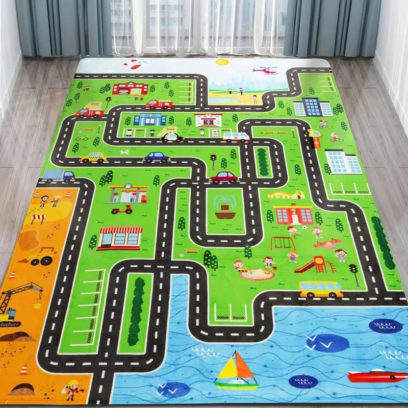 tapis urbain motifs routes bâtiments enfants moderne polypropylène polyester lavableextérieurintérieur