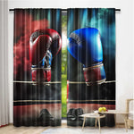 rideaux gants boxe rouge bleu imprimé sportif modernes polyester