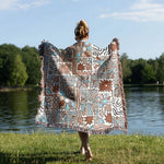tapis boho chic couverture plaid portable géométrique floral aztèque printemps automne jaune marron bleuclair