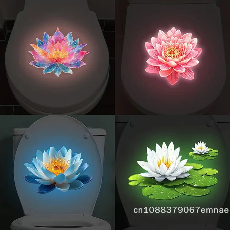 sticker mural multicolore fleur lotus adhésif artiste salle bain décoration chambre opacité