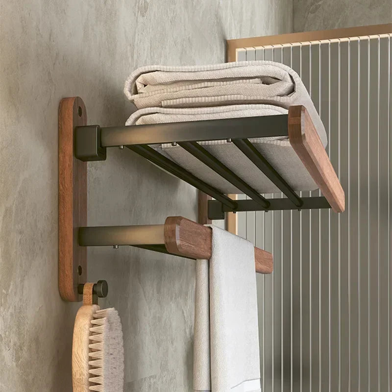 étagères salle bain modernes rustiques bois aluminium non perforées installer murales serviettes brosse dents