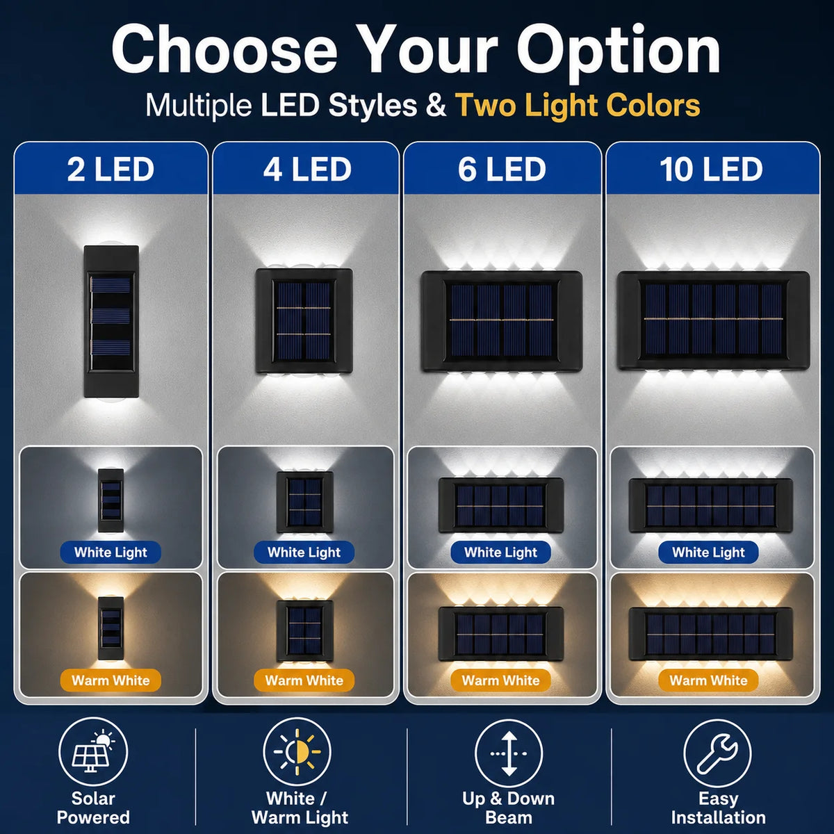 lampe murale solaire extérieure led up down 10 led moderne panneau solaire texturé murale