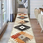 tapis bohème aztèque antidérapant intérieur extérieur beige marron orange gris noir moderne ethnique