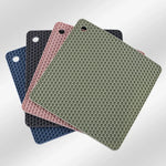 tapis silicone nid d'abeille rond carré antidérapant bleu rose gris vert moderne cuisine
