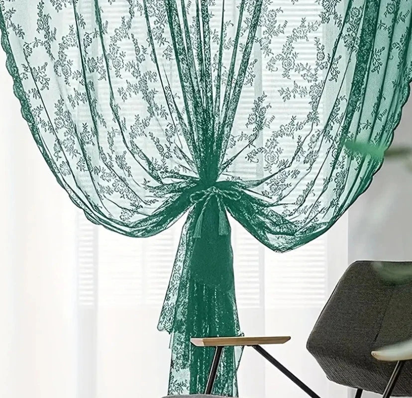 rideau vert broderie florale transparent classique 100 polyester 100x114cm 100x183cm 100x244cm 140x244cm