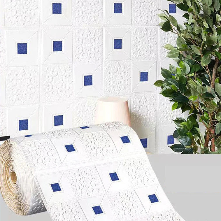 panneau décoratif mural auto adhésif motif floral blanc or moderne salon chambre