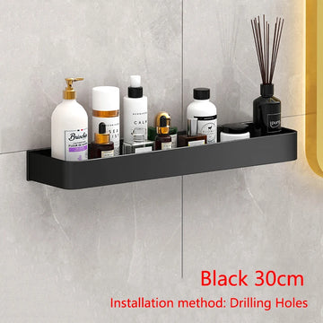 étagère murale salle bain aluminium gris mat moderne clips rangement produits