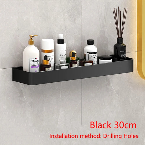 étagère murale salle bain aluminium gris mat moderne clips rangement produits