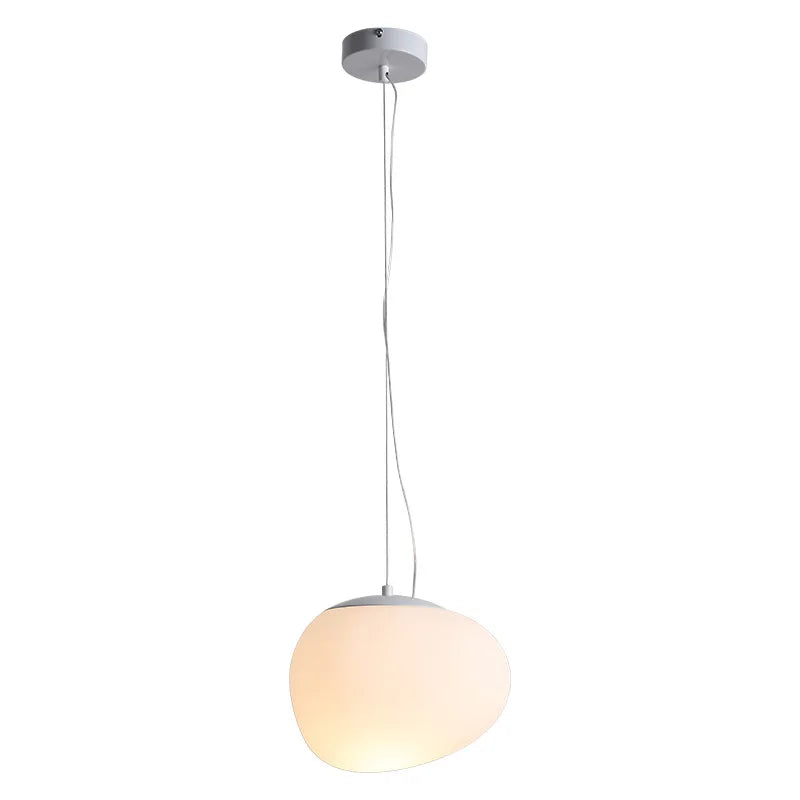 luminaire suspension moderne blanc verre opacité ronde câble fixation éclairage chambre salon étude