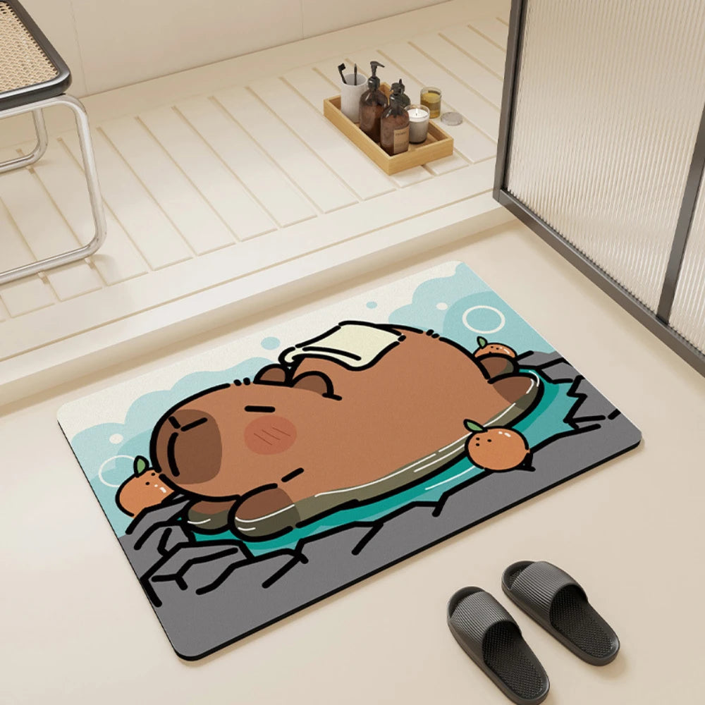 tapis bain antidérapant caoutchouc absorbant motif animal baignoire oranges textiles adultes moderne
