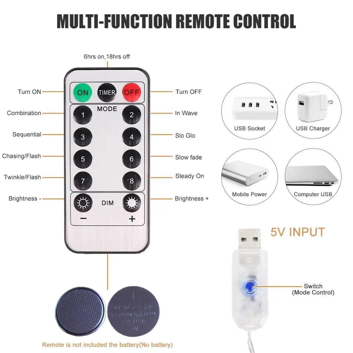 rideau lumineux led multicolore blanc points modernes télécommande usb noël chambre vacances